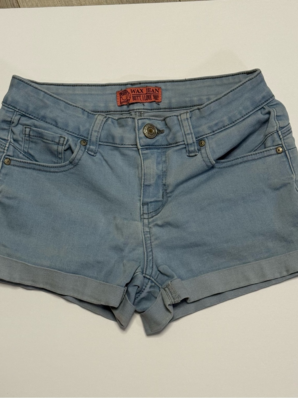Wax Jean‎ Faded Light Blue Denim Cuffed Women's Shorts
